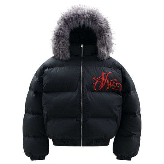 Style Vintage Street Embroidered Letter Design Men's Loose Mountain Hawk Open Front Cotton Coat