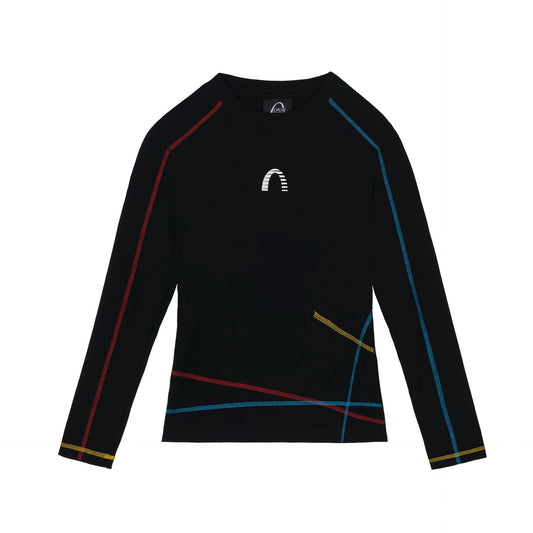 Printed Colorful Lines Long Sleeve T-Shirt for Women, Slim Fit, Casual Top