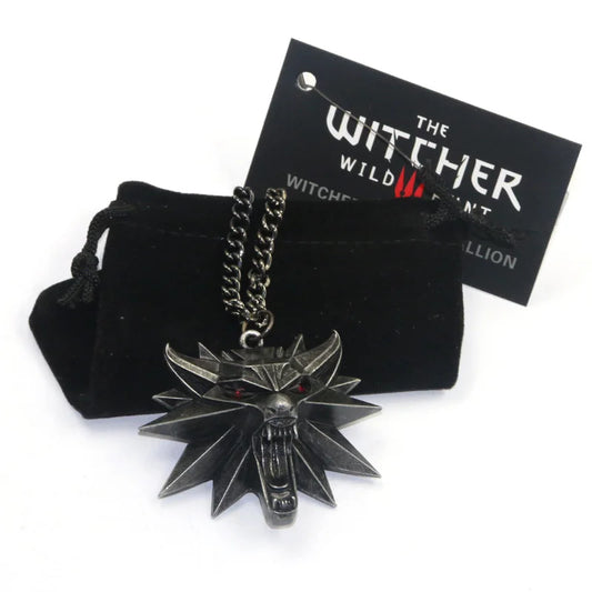 1 pcs Mixed liga caça selvagem 3 assistente de The witcher 3 cabeça de lobo colar pingente medalhão pingente de colar com tag