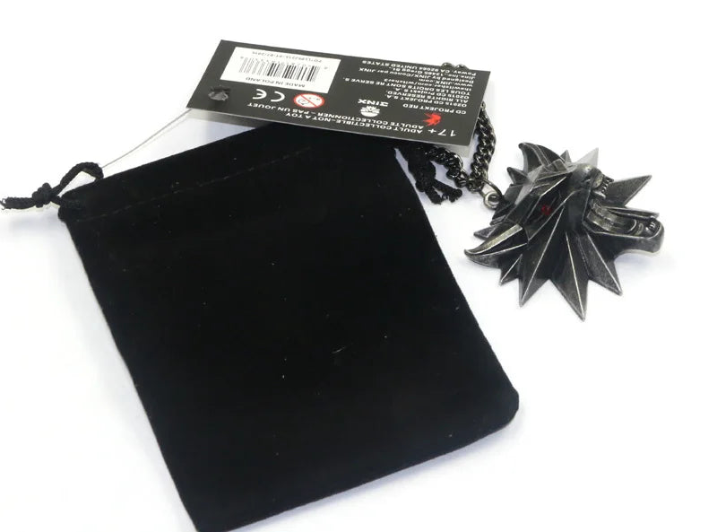 1 pcs Mixed liga caça selvagem 3 assistente de The witcher 3 cabeça de lobo colar pingente medalhão pingente de colar com tag