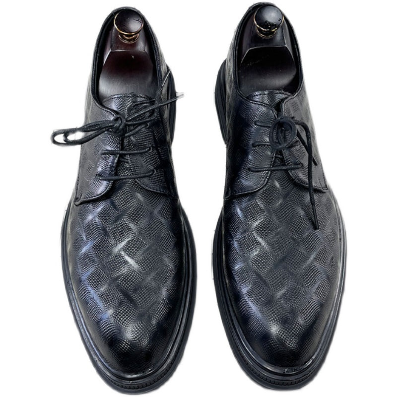 Men's Korean Style Black Leather Shoes For Business Formal