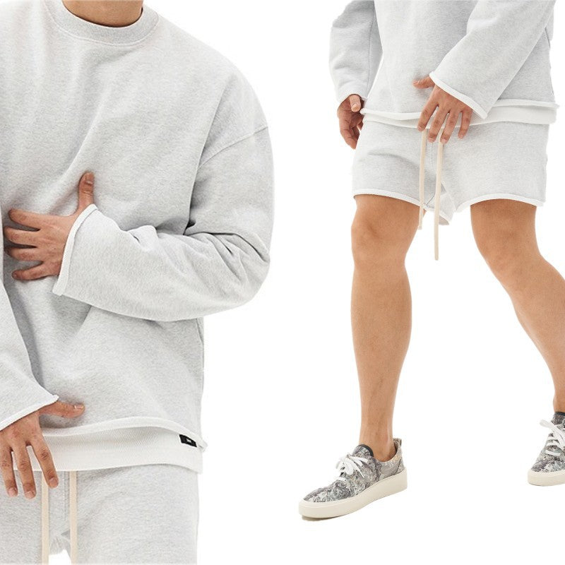 Muscle Fitness Training Sweater Men's Shorts Suit