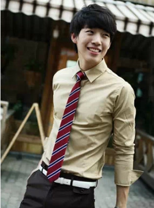 Business Shirt Men Young Men'S Self-Cultivation Workwear Best Man White Shirt Dress