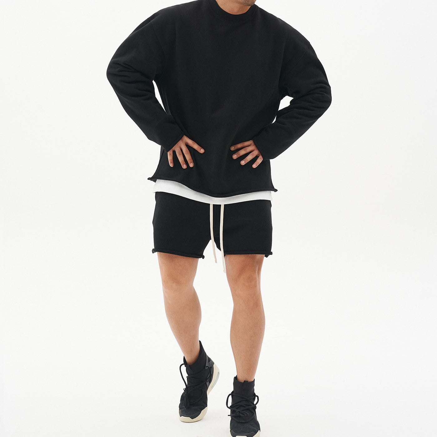 Muscle Fitness Training Sweater Men's Shorts Suit