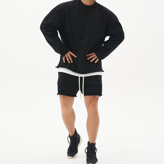 Muscle Fitness Training Sweater Men's Shorts Suit