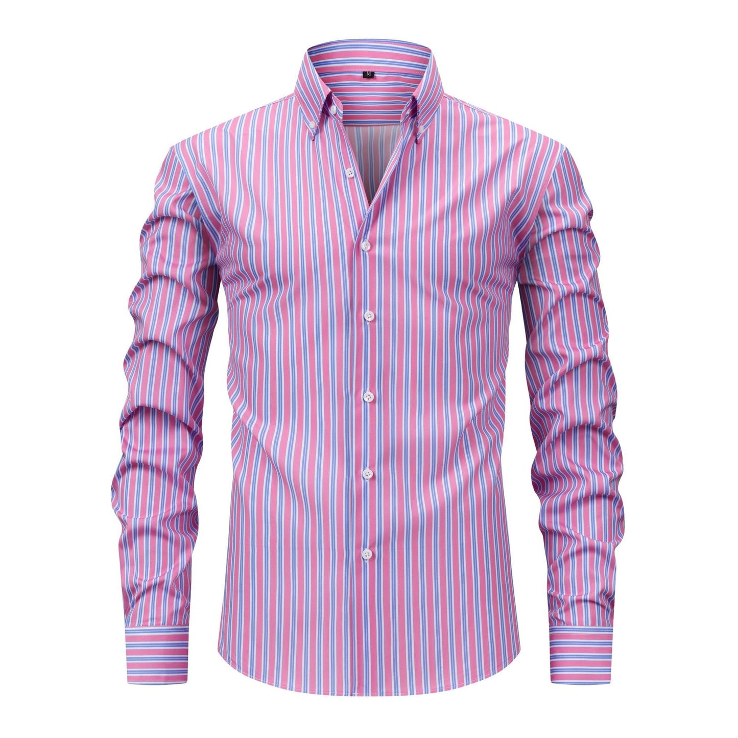 Men's Digital Printed Striped Long-sleeved Lapel Shirt