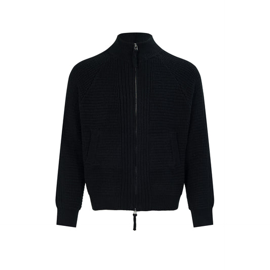 Vintage Cleanfit Stand up Collar Zipper Knitted Cardigan