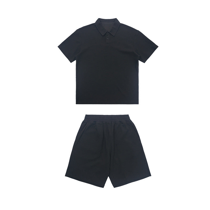 Light Luxury Waffle Sweat-absorbent Quick-drying POLO Short Sleeve Shorts Suit