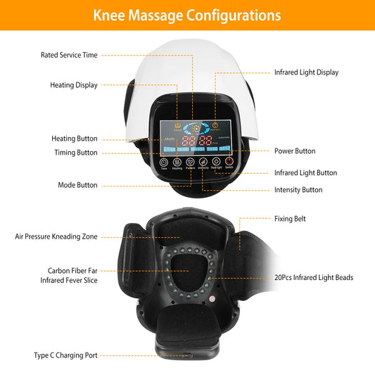 Knee Massager - Air Bag Multi-Frequency Vibration & Heating Function, HD Screen Control, Rechargeable USB, Adjustable Strap - Relieves Knee Pain For All Knee Issues - Gift For Elders Sport Lovers