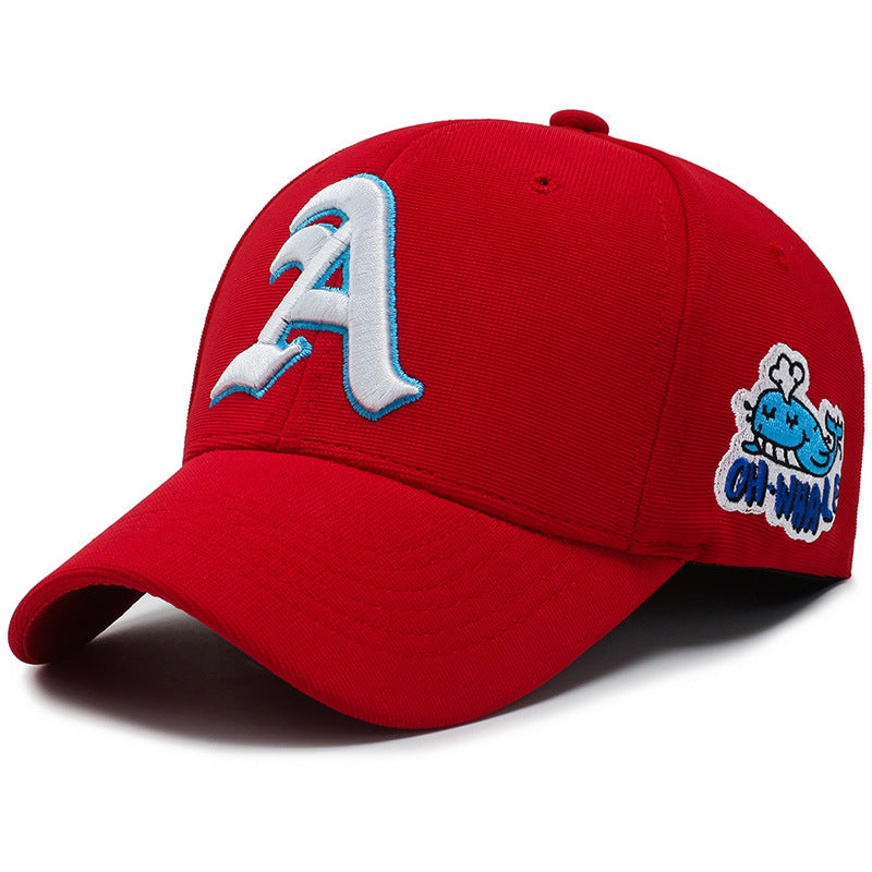 Fashion Gothic Letter A Side Whale Embroidery Baseball Caps Spring and Autumn Outdoor Adjustable Casual Hats Sunscreen Hat