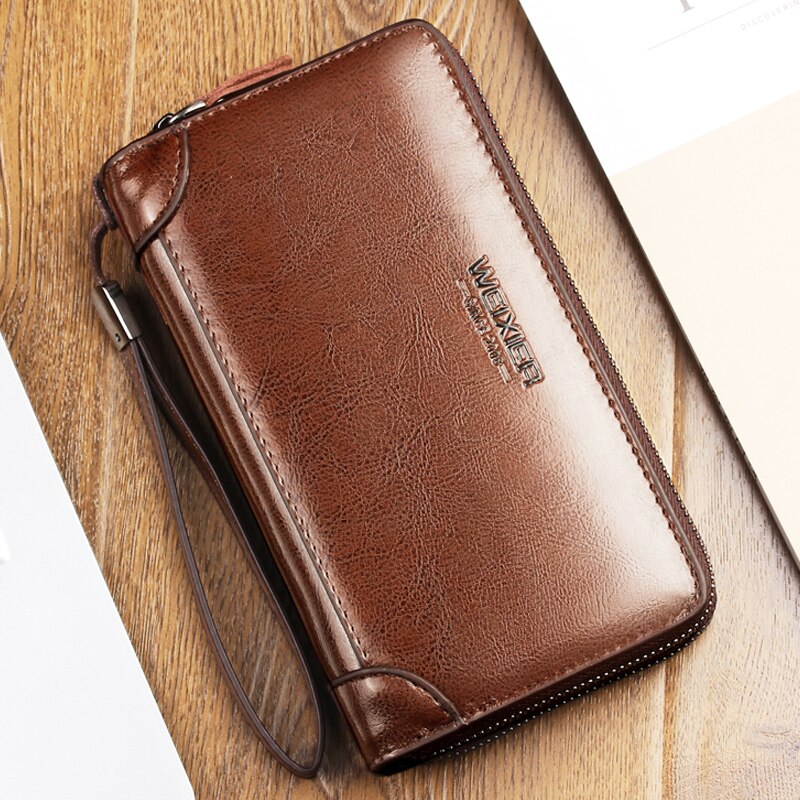 Brand Men's Wallet Men's Zipper Purse Leather Clutch Men's Wallet Coin Pack Card Pocket Holder High Quality Wallets
