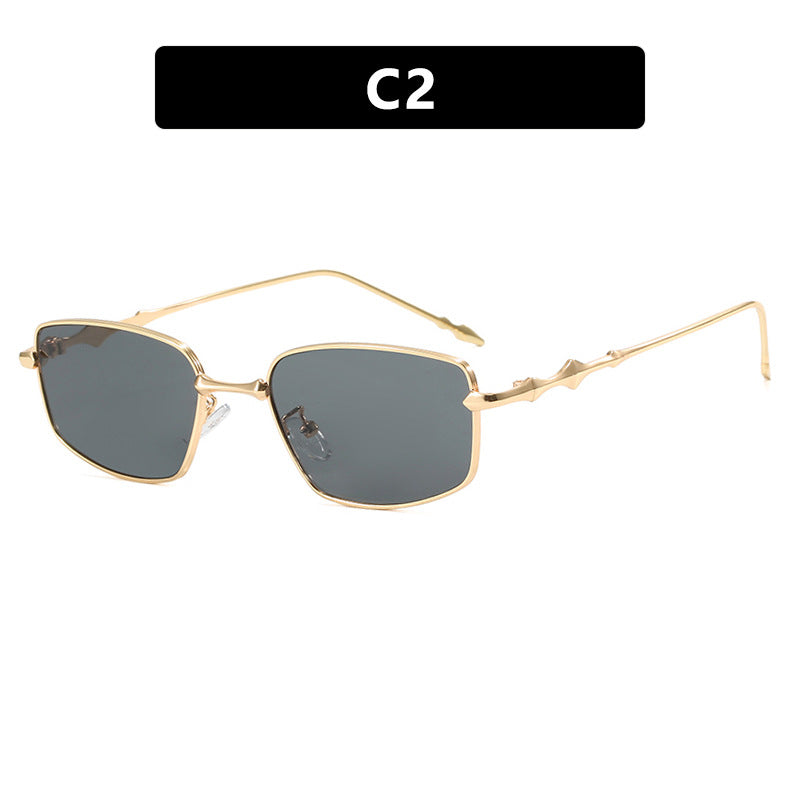 Square irregular sunglasses for men and women, trendy small frame narrow frame sunglasses, new high-end retro sunglasses