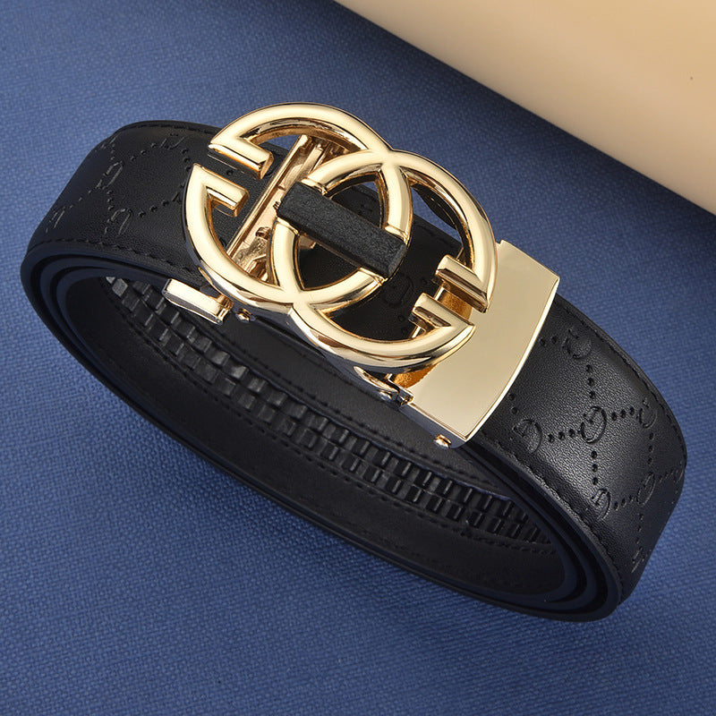 Men's Genuine Leather Alloy Automatic Buckle Versatile Korean Business Casual Fashion Belt