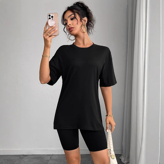 Round Neck Short Sleeve Plain Simple