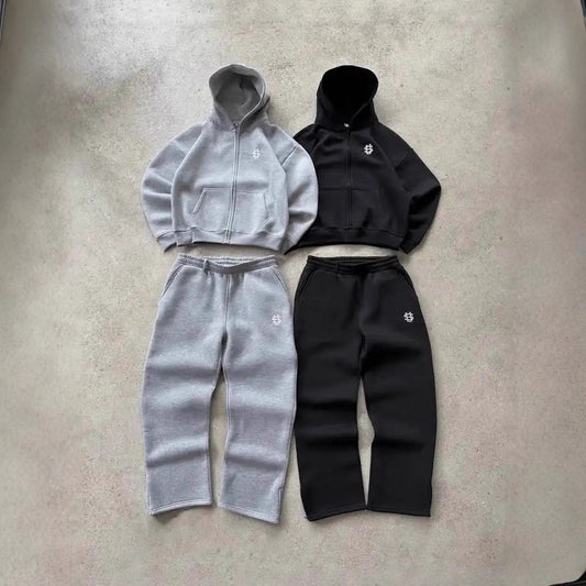 Casual Wide-Leg Pants for Youth Couple, S Embroidery Print Series Fashion Style