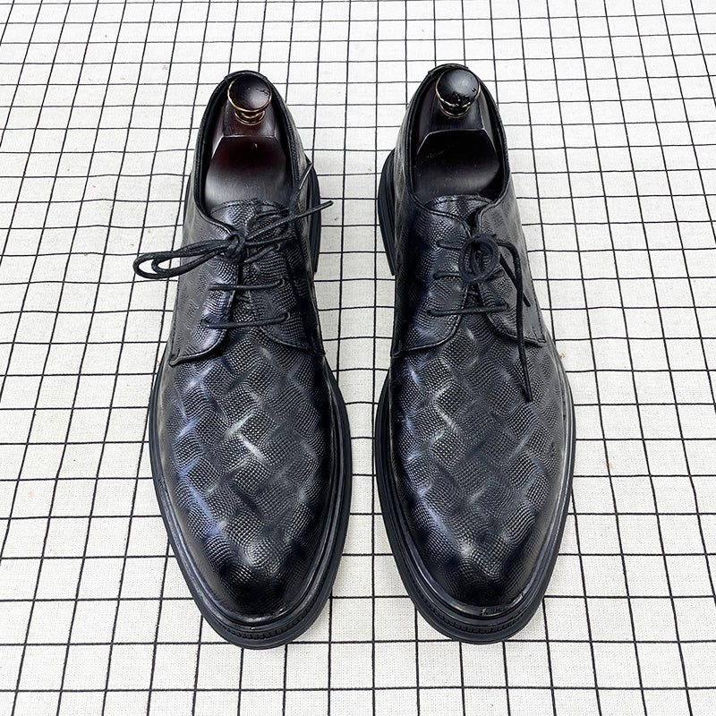 Men's Korean Style Black Leather Shoes For Business Formal