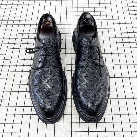 Men's Korean Style Black Leather Shoes For Business Formal