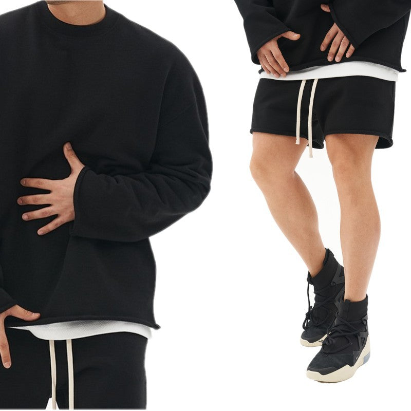 Muscle Fitness Training Sweater Men's Shorts Suit