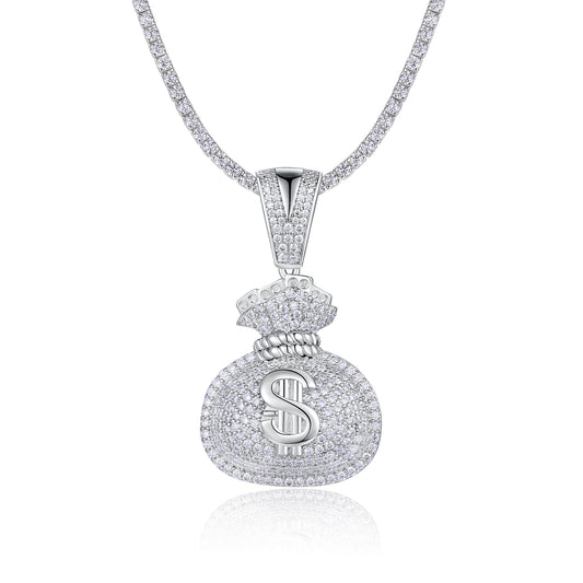 Set With Top-quality Moissanite, This Luxurious And Fashionable Light Luxury Trend Jewelry Necklace Pendant Is Made Of S925 Silver Electroplated With Platinum