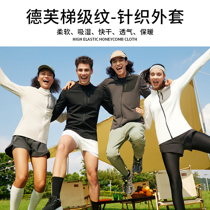 Outdoor coat with printed logo, quick-drying stand-up collar work clothes, casual long-sleeved cycling and fitness clothes for autumn